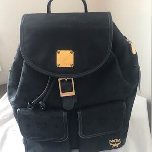 MCM Black Backpack with Gold Hardware